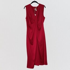 Diane Von Furstenberg Women's Purple and Red Sleeveless V-neck Satin Dress